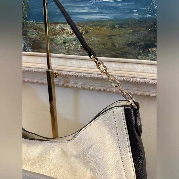 Tory Burch Sammy Large Hobo Cream Grey Black Pebbled Leather Shoulder bag - Picture 4 of 10